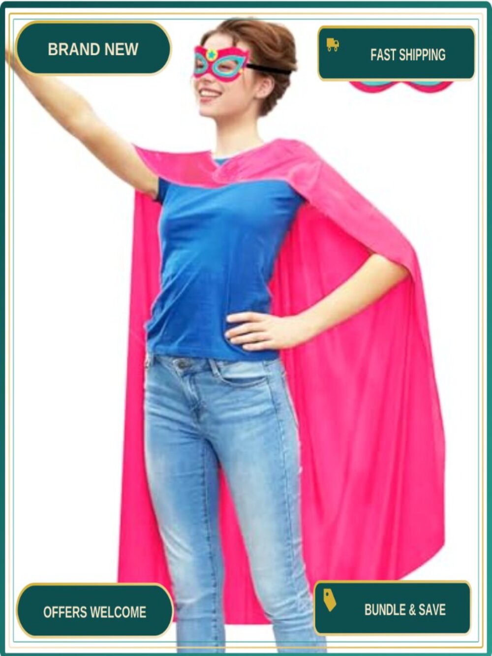 Superhero Cape and Mask Set Satin Adults Costume Accessory